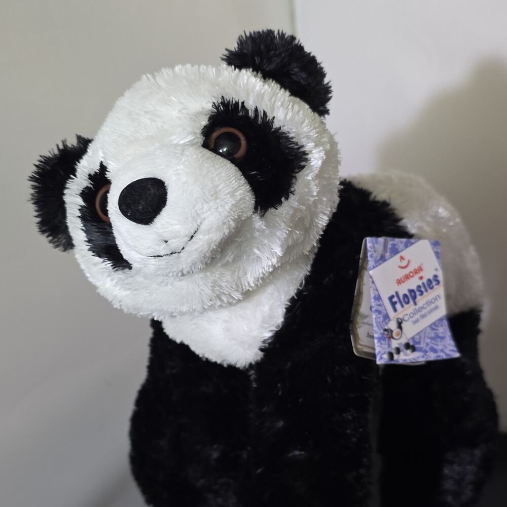 Aurora Flopsies Panda Bear Plush Stuffed Animal Black & White 2021 6-14" R1